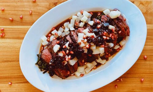 Sous Vide Venison Tri-Tip with Pomegranate Agrodolce