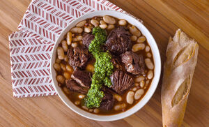 Braised Lamb Shoulder with Tarbais Beans & Pistou Recipe | D'Artagnan